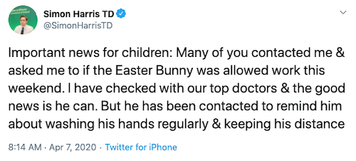 https://twitter.com/SimonHarrisTD/status/1247422521701523456?s=20 simon harris